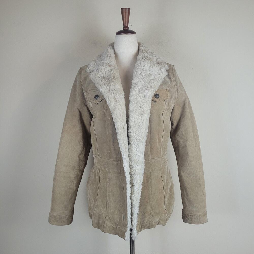 Vintage Wilsons Leather Jacket Medium Tan Suede Faux Shearling Afghan Penny Lane